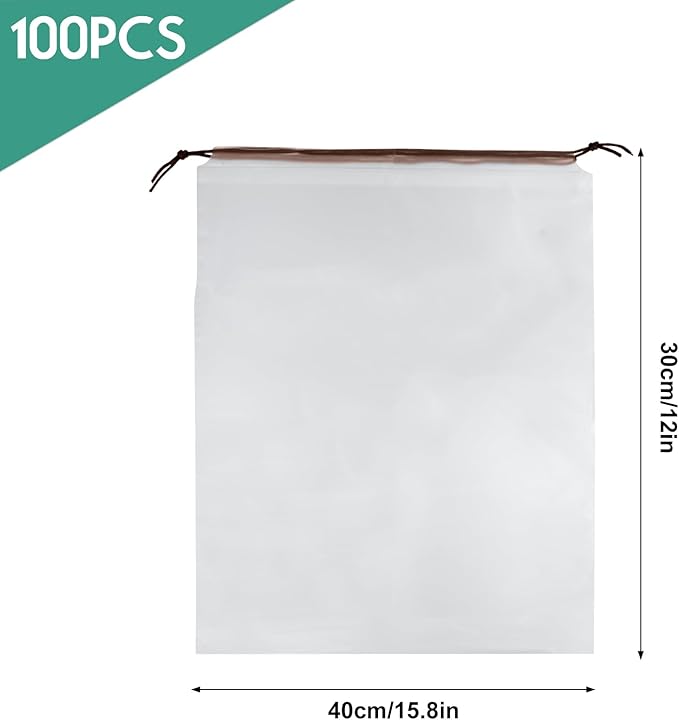 100 Pcs Shoe Bags for Travel, PLULON 15.7" x 11.8" Clear Drawstring Storage Bags Shoes Organizer for Packing Waterproof Dustproof Women Men Portable Travel Essentials