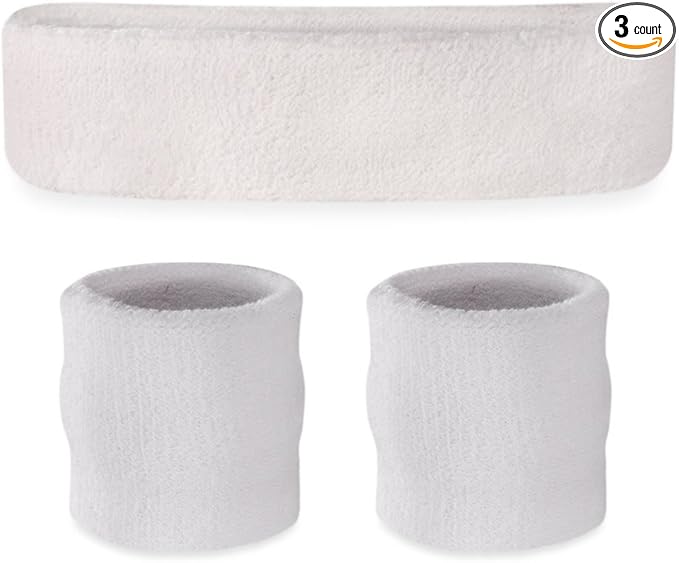 Suddora Sweatbands for Kids, Moisture Wicking 2 Wristbands and 1 Headband Set, Soft and Skin-Friendly Fabric, Moisture-Wicking Athletic Sweat Bands for Basketball, Baseball, Soccer