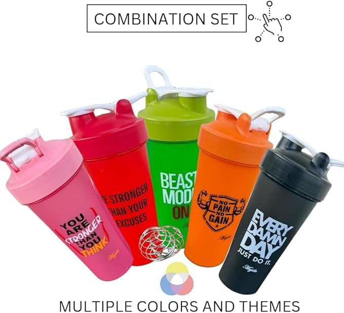 Blender Shaker Bottles for Protein, 28oz Portable Leakproof Pre-Workout Nutrition Water Bottle, BPA-Free Gym Protein Shaker for Sports & Outdoor Motivational Protein Shaker (Blue/Purple)