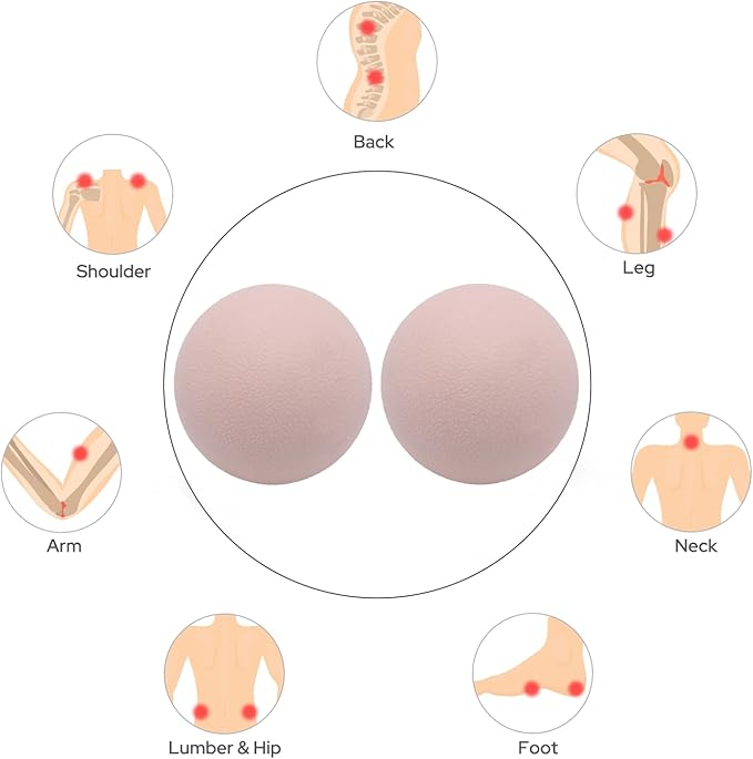 Hard Lacrosse Ball Massage Ball Therapy. Firm Trigger Point Massager Tool for Deep Tissue Yoga Physiotherapy Myofascial Release Muscle Relax Plantar Fasciitis Pain Relief (2 Pack) (Pink)