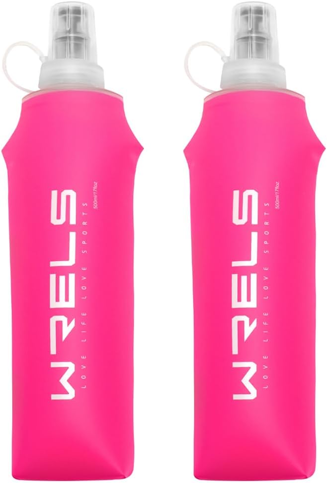 Folding Soft Flask Portable Collapsible Running Lightweight Water Bottle for Outdoor Sports,Travel with Mouthpeice Cover