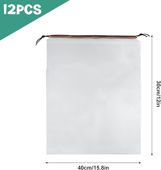 12 Pcs Shoe Bags for Travel, PLULON Clear Drawstring Travel Shoe Bags for Packing Waterproof Dustproof Shoes Organizer Pouch Travel Accessories Shoe Storage Bag for Women Men Portable Travel Essential