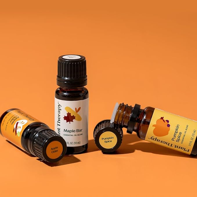 Plant Therapy Pumpkins & Porch Swings Fall Essential Oil Blend Set, Fill Your Home with Cozy, Fall-Inspired Aromas, Three Exclusive & Limited Blends, Cozy Comfort in Every Drop