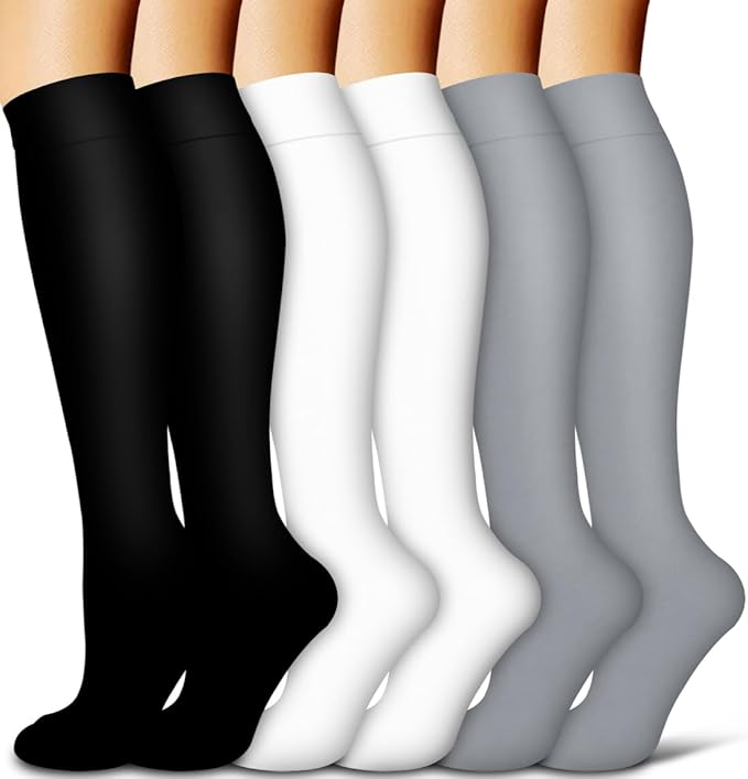 Copper Compression Socks for Women and Men(6 Pairs)-Best Support for Running, Athletic, Nursing, Travel
