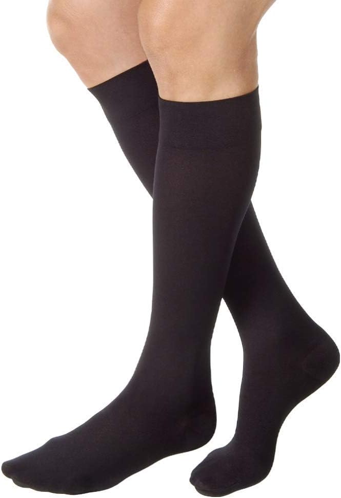 JOBST Relief 15-20mmHg Compression Stockings Knee High, Closed Toe, Black, Large Petite