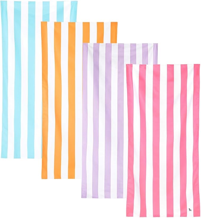 Dock & Bay Beach Towel - Quick Dry, Sand Free - Compact, Lightweight - 100% Recycled - Includes Bag - Set of 4 - Pastel Pic N Mix, Large (160x90cm, 63x35)