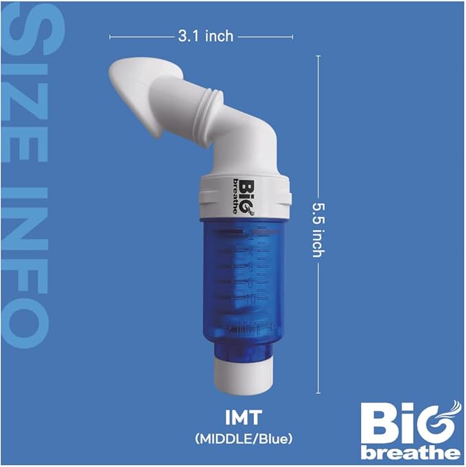 Bigbreathe IMT Middle(Blue) | Inspiratory Muscle Trainer for Amateur Players and Singers, Breathing Exercise Device, Compact and Easy to Clean