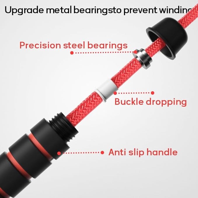 30 FT Long Jump Rope for Kids Adults,Double Dutch Jump Rope,Adjustable Skipping Ropes with High-strength Nylon Braided Rope Core,360°Rotation Not Entangled,Long Enough for 6-10 Jumpers.Red