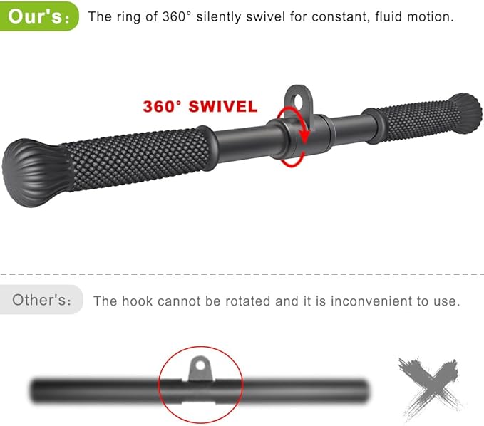 SELEWARE Rotating Straight Bar Cable Machines Attachments for Gym, Pull Down Bar Press Down Bar with Non-Slip Rubber Handle, Universal Attachment for Cable Machines