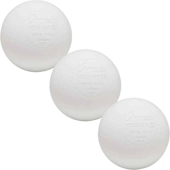 Champion Sports Lacrosse Balls: Official Size Sporting Goods Equipment for Professional, College & Grade School Games, Practices & Recreation - NCAA, NFHS and SEI Certified