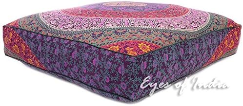 Eyes of India - Mandala Floor Pillow Cover Meditation Cushion Seating Throw Hippie Round Colorful Decorative Bohemian Indian Pouf Ottoman Handmade Cover ONLY (Dark Blue K1, 35" x 35")