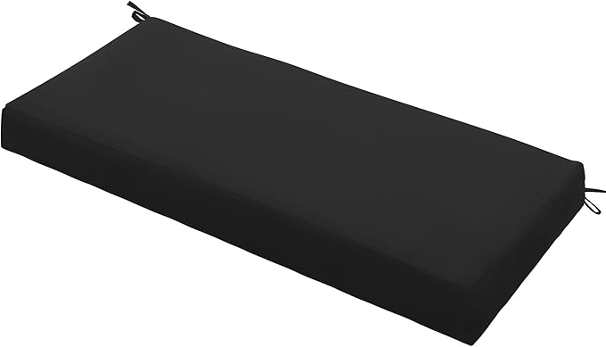 Outdoor Bench Cushion Waterproof 36"x14", Fade-Resistant Patio Furniture Replacement Pad with Ties - Also Fits Indoor Entryway Bench or Window Seat, Black