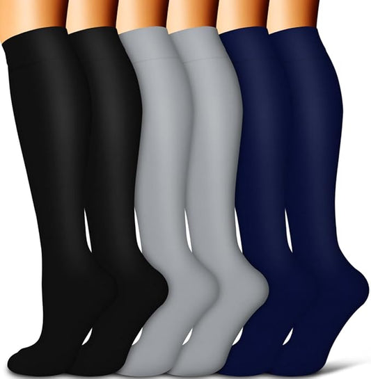 Copper Compression Socks for Women and Men(6 Pairs)-Best Support for Running, Athletic, Nursing, Travel