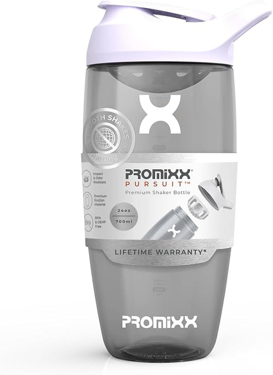 Promixx Pursuit Protein Shaker Bottle (24 oz) – Silent No-Ball Mixer, Leak-Proof Lid, BPA/BPS & Phthalate-Free ECOZEN – Easy-Clean Shaker Cup for Protein Shakes, Pre & Post-Workout Smoothies