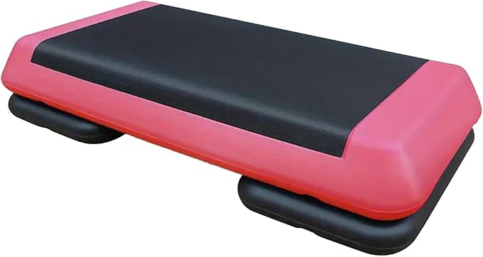 Adjustable Workout Aerobic Exercise Step Platform, Fitness & Exercise Step Platform with 2/4 Stackable Risers for Home Gym Cardio Training(Grey/Red)