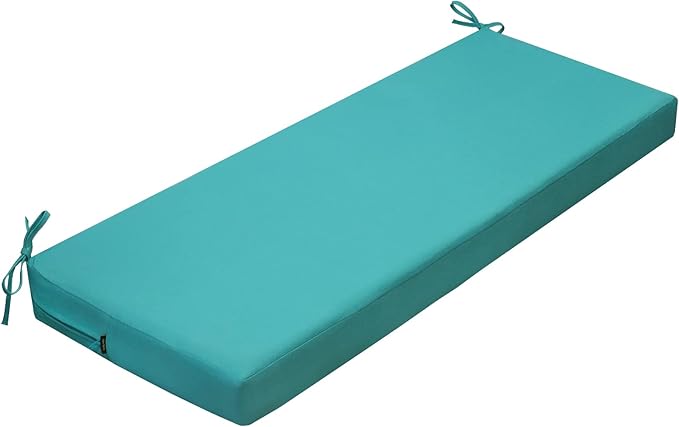 idee-home Outdoor Bench Cushion Waterproof, Bench Cushions for Outdoor Furniture, Patio Porch Swing Replacement Seat Pad with Ties for Garden Backyard, 45 x 18 Inch Peacock Blue