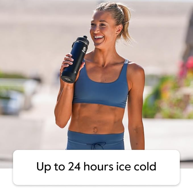 Takeya Actives Insulated Stainless Steel Water Bottle with Spout Lid, 32 Ounce, Midnight