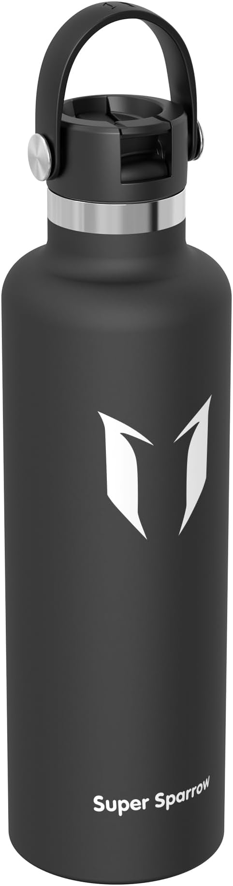 Super Sparrow Insulated Water Bottle - 17 Oz / 25 Oz / 32 Oz - Standard Mouth FlipFlow Flask - BPA Free, Leak Proof Drink Bottle- Ergonomic Straw Water Bottles for Work, Gym, Travel, Sports