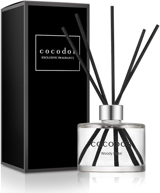 COCODOR Signature Reed Diffuser Set/Woody Hotel / 6.7oz /1 Pack/Home Fragrance Diffuser, Oil Scent Diffuser for Bathroom Shelf Décor