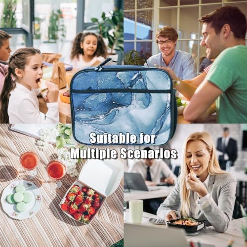 Blue Marble Lunch Bag Insulated Reusable Lunch Box Kids Girls Boys Cooler Thermal Tote Bag For Men Women School Work Picnic