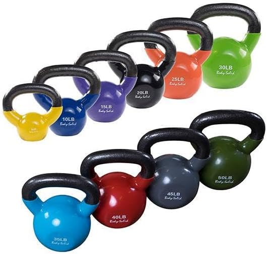 Body-Solid Vinyl Coated Kettlebells with Kettle Grip Handles, Perfect Kettlebells for Weight Training and Core Workout Exercise Equipments