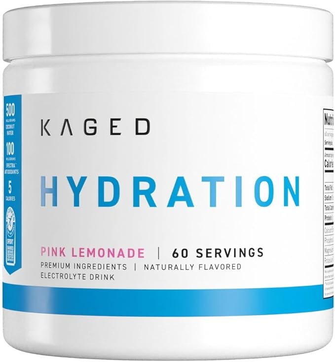 Kaged Electrolyte Hydration Powder Hydracharge Pink Lemonade Sports Drink for Men and Women Pre, Post, Intra Workout Supplement 60 Servings