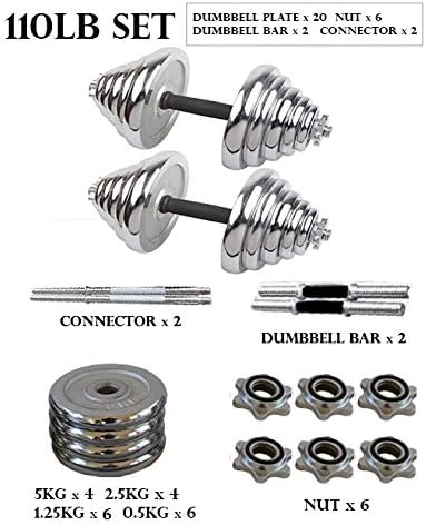 Cast Iron Adjustable Dumbbell Barbell Set (110LB/66LB/44LB), Weight with Connecting Rod 2 in 1 Home Body Workout Exercise Equipment for Men and Woman…