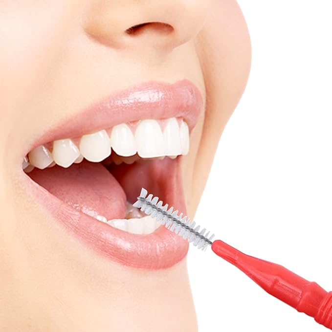 GXXMEI 100PCS Braces Dental Brush Flosser for Cleaner Interdental Brush Toothpick Dental Tooth Flossing Head Oral Dental Hygiene Toothpick Cleaners Cleaning Tool (Red and Blue)