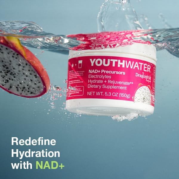 NAD+ Electrolyte Powder - Dragonfruit Flavor - Cellular Hydration & Healthy Aging Support - Only 5 Calories, No Added Sugar, Non-GMO - Essential Electrolytes & Vitamins - 30 Servings