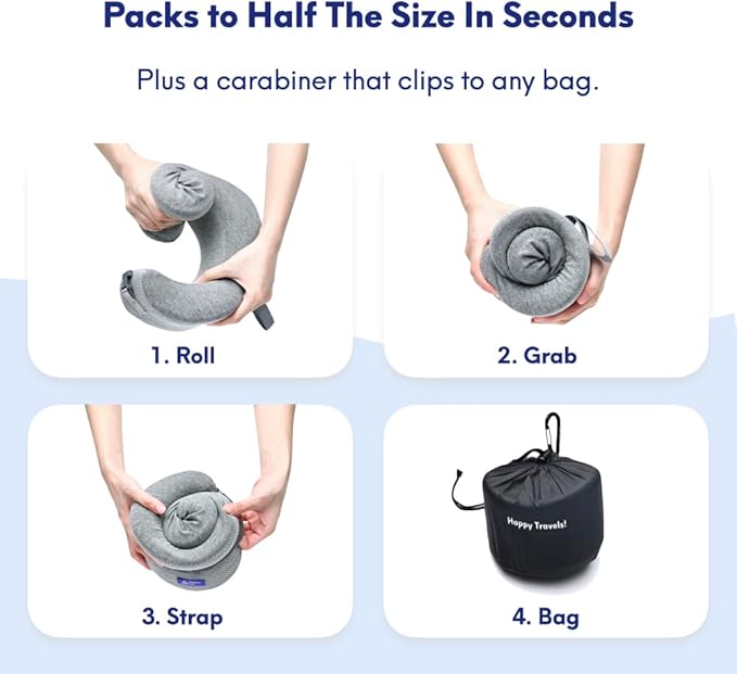 C CUSHION LAB Travel Pillow, Award-Winning Patented Ergonomic Design for Chin & Neck Support Memory Foam Neck Pillow, Compact Airplane Pillow for Traveling, Flight, Car (Bold Red, Large)