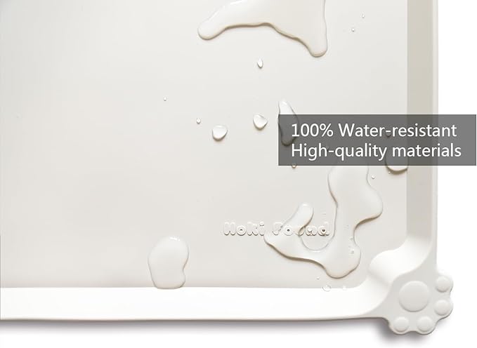 Hoki Found XX-Large Silicone Pet Feeding Mats - Non Slip Dog Cat Bowl Placemats - Waterproof for Carpet - Cream Brown
