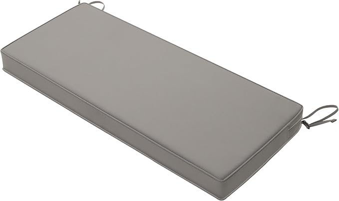 Favoyard Outdoor Bench Cushion 42 x 18 Inch Waterproof Patio Furniture Cushions 3-Year Color Fastness Garden Sofa Settee Couch Swing Pads with Handle and Adjustable Straps, Light Gray