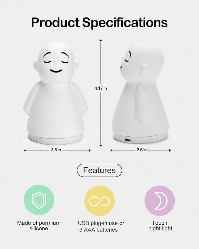 Mindfulness Meditation Anxiety & Stress Relief Tool for Women Men- Relaxing for Adults Kids - Upgraded 2 in 1 Touch Breathing Night Light