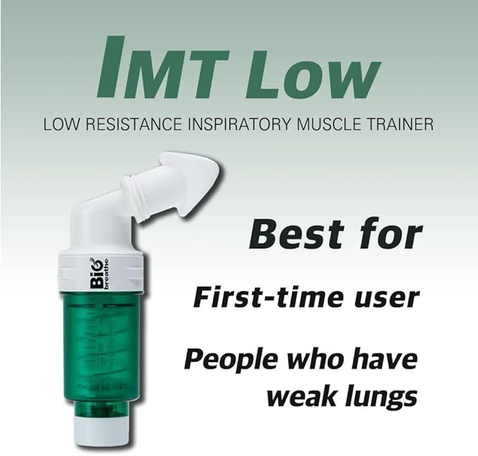 Bigbreathe IMT Low(Green) | Inspiratory Muscle Trainer for First-time Users, Breathing Exercise Device, Adjustable Resistance