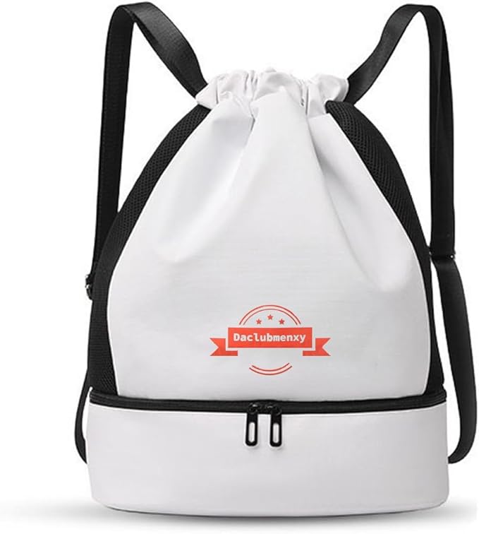 D&C Drawstring Backpack with Shoe Compartment - Water-Resistant Sports Bag & Gym Bag, basketball backpack