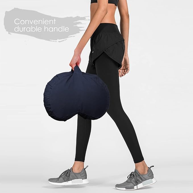 Round Zafu Meditation Cushion D=16" H=5.5" Zabuton Meditation Pillow Yoga Bolster Yoga Pillow Floor seat Zippered Organic Cotton Cover Natural Buckwheat kneeling pillow-Large