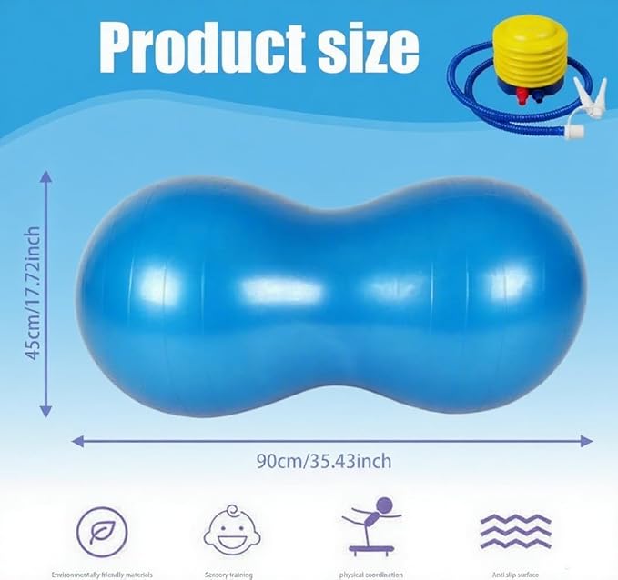 Exercise Stability Peanut Yoga Ball with Pump, Ball Plug，Used for Kids Adults, Gym, Birthing for Pregnancy