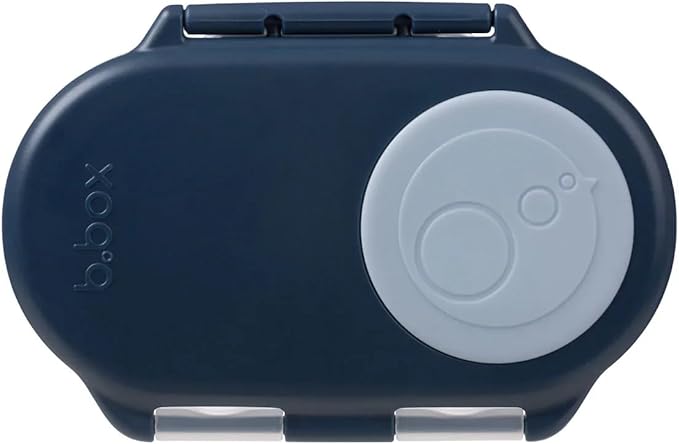b.box Snack Box Reusable Snack Containers with Lids 2 compartments, Bento Box for kids and toddlers, Leakproof Lunch Box, BPA free and Dishwasher Safe Snack Container (Midnight, 1 3/4 Cup)