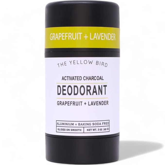 Natural Charcoal Deodorant - Baking Soda & Aluminum Free, For Men & Women, Sensitive Skin Friendly, Vegan, with Lavender, Grapefruit Essential Oils | 3oz | Made in USA