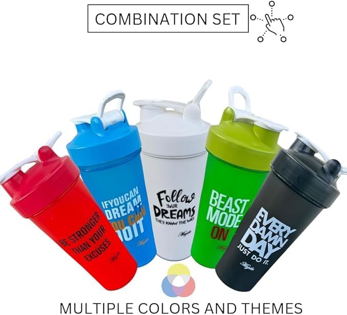 Blender Shaker Bottles for Protein, 28oz Portable Leakproof Pre-Workout Nutrition Water Bottle, BPA-Free Gym Protein Shaker for Sports & Outdoor Motivational Protein Shaker (Black/Silver)