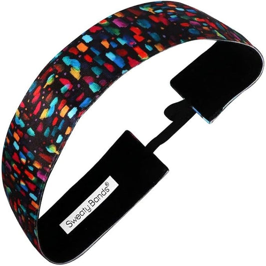 Sweaty Bands Womens Girls Headband - Non-Slip Velvet-Lined Fitness Hairband - Confetti 1.5-Inch