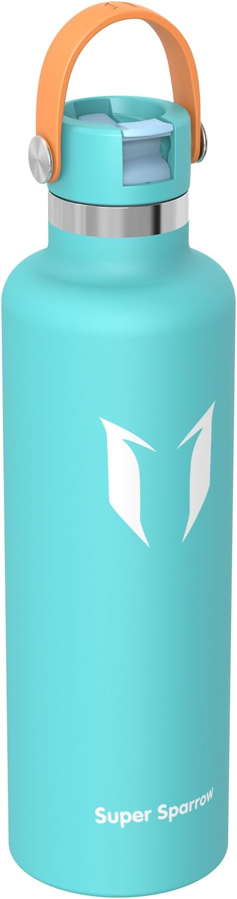 Super Sparrow Insulated Water Bottle - 17 Oz / 25 Oz / 32 Oz - Standard Mouth FlipFlow Flask - BPA Free, Leak Proof Drink Bottle- Ergonomic Straw Water Bottles for Work, Gym, Travel, Sports