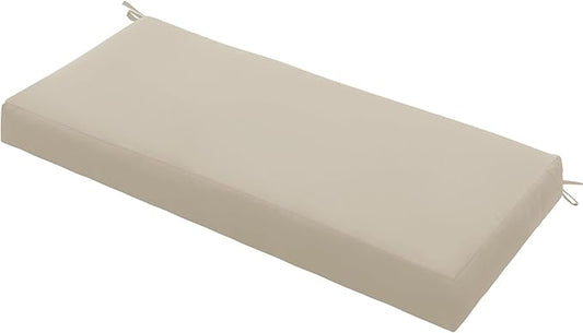 Outdoor Bench Cushion Waterproof 36"x14", Fade-Resistant Patio Furniture Replacement Pad with Ties - Also Fits Indoor Entryway Bench or Window Seat, Cream
