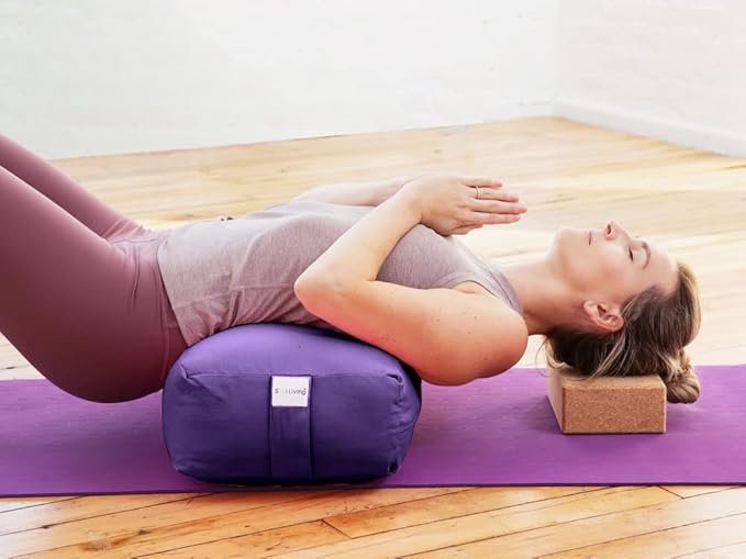 Sol Living Yoga Bolster Pillow Rectangular Meditation Cushion Cotton Meditation Accessories for Restorative Yoga Meditation Pillow Yoga Pillow Firm Body Pillow Bolster Pillow for Legs Removable Cover