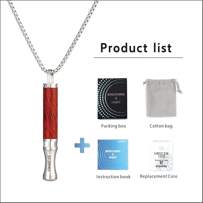 Breathe Free Necklace for Anxiety & Stress Relief, Classic Breathing Tool for Meditation, Mindfulness, and Relaxation – Portable Calm Necklace for Adults, Wellness Gift