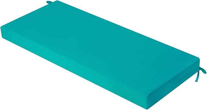 idee-home Outdoor Bench Cushion Waterproof, Bench Cushions for Outdoor Furniture, Patio Porch Swing Replacement Seat Pad with Ties for Garden Backyard, 48 x 18 Inch Peacock Blue