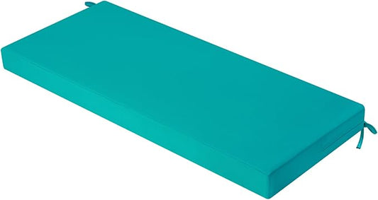 idee-home Outdoor Bench Cushion Waterproof, Bench Cushions for Outdoor Furniture, Patio Porch Swing Replacement Seat Pad with Ties for Garden Backyard, 42 x 18 Inch Peacock Blue