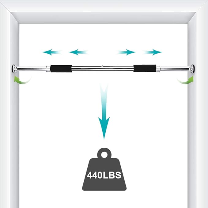 Pull Up for Doorway, Adjustable Door Mounted Chinning Heavy Duty Steel Body Workout Chin Up for Home Gym Exercise Fitness