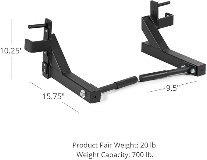 Titan Fitness T-3 Series Dip Bars, J-Hook Style Rack Mounted Dip Attachment, 880 LB Capacity, Fits 2" X 3" Tubular Steel