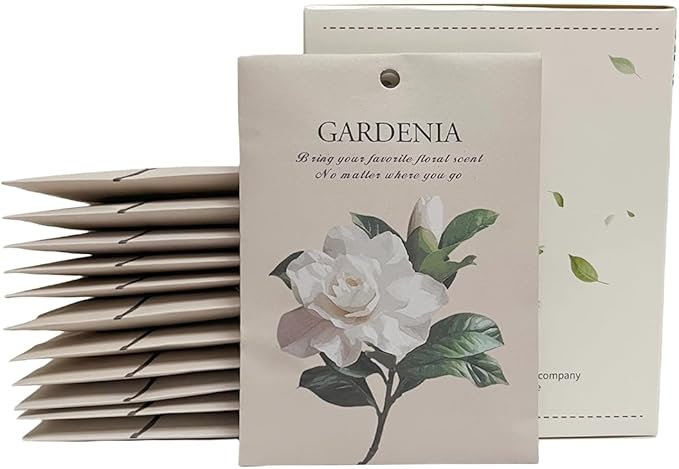 Gardenia Scented Sachet Bags - 12 Pack Home & Car Freshener, Odor Eliminator for Closets, Rooms, Drawers, Wardrobes, Toilets, Long - Lasting 360 - Day Fragrance